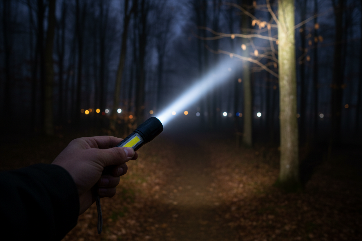 ELNEOR™ Tactical Pro Flashlight — XPE + COB Dual Light | USB Rechargeable | Waterproof | Gift Box