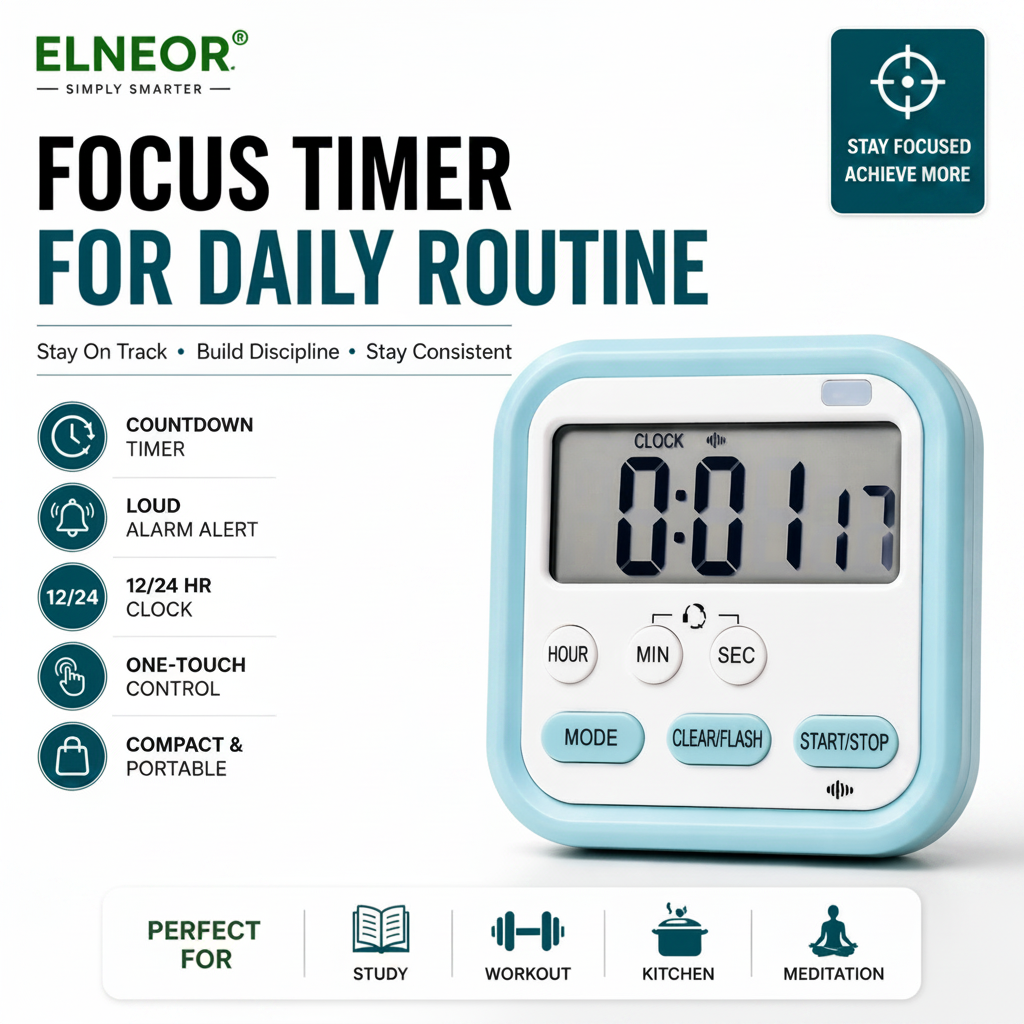 ELNEOR Digital Timer Clock hero white studio shot