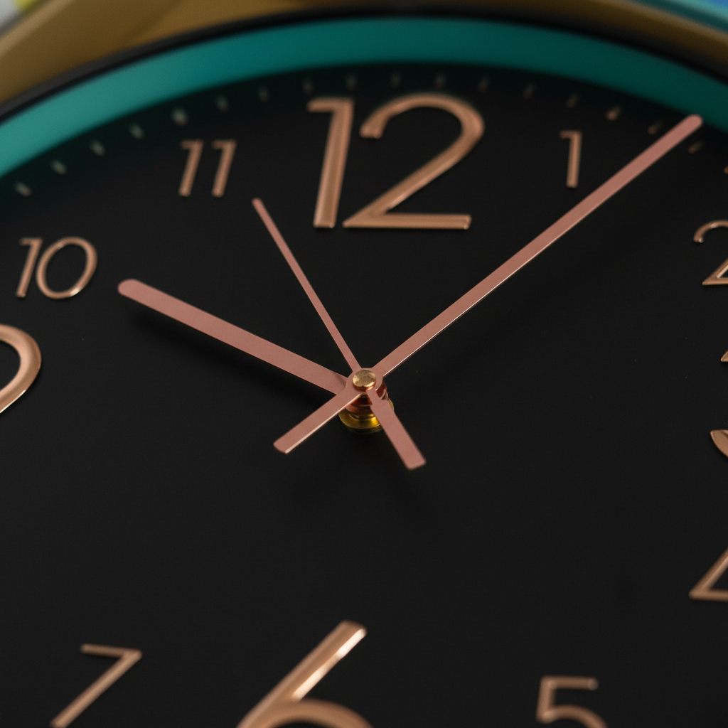 ELNEOR™ Black Rose Gold Silent Wall Clock | Sweep Movement | 12-Inch Round
