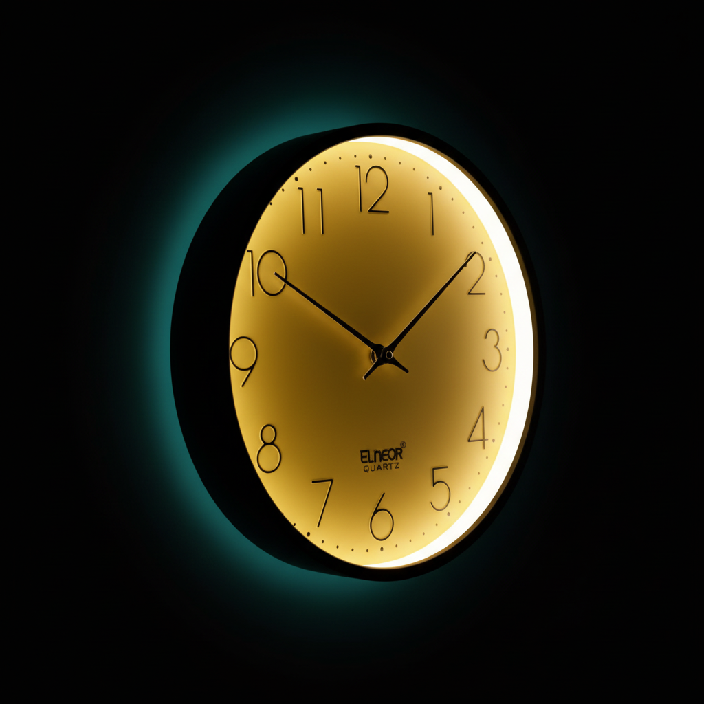 ELNEOR™ Sunshine Yellow Silent Wall Clock | Black Frame | Sweep Movement | 12-Inch Round