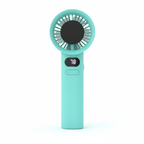 Portable Handheld Mini Fan - Teal Cyan with LED Display