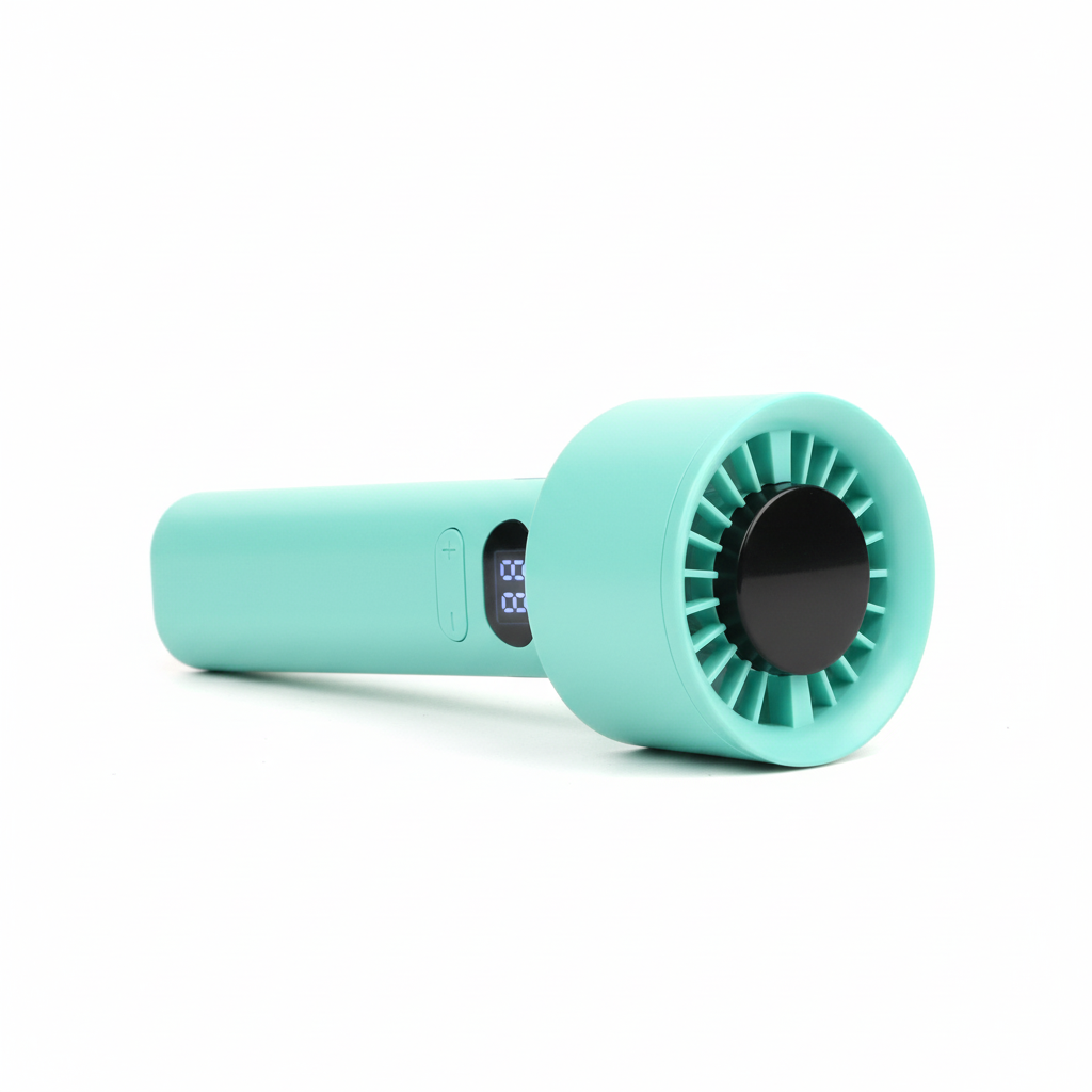 Portable Handheld Mini Fan - Teal Cyan with LED Display