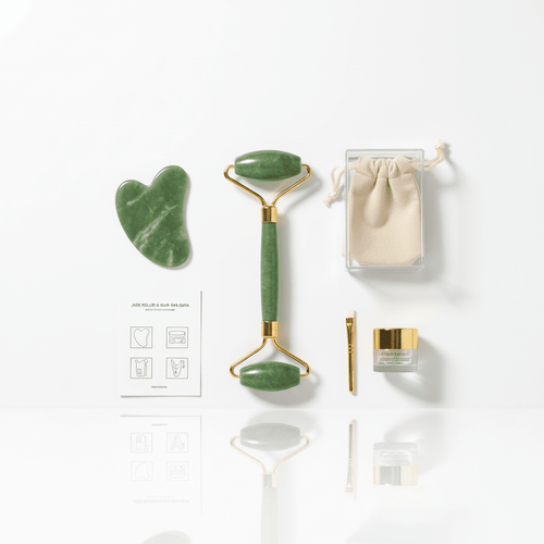 Jade Roller & Gua Sha Set - Natural Stone Face Massager | Anti-Aging Facial Tool | Skin Care Beauty Kit - Elneor Care