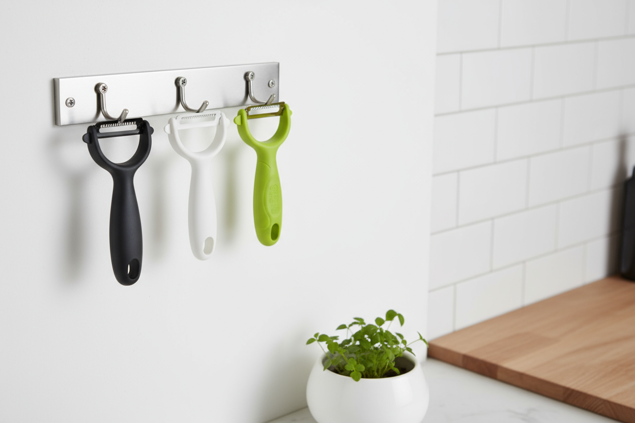 Peelers hanging on wall