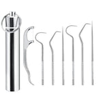 Portable Metal Toothpick & Teeth Cleaning Kit – 4pcs Set with Holder Reusable | Pocket Size | Multi-Use | Travel-Friendly - Elneor Desk
