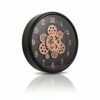 Premium Black & Copper Gear Wall Clock - Warm Industrial Design - Elneor Decor