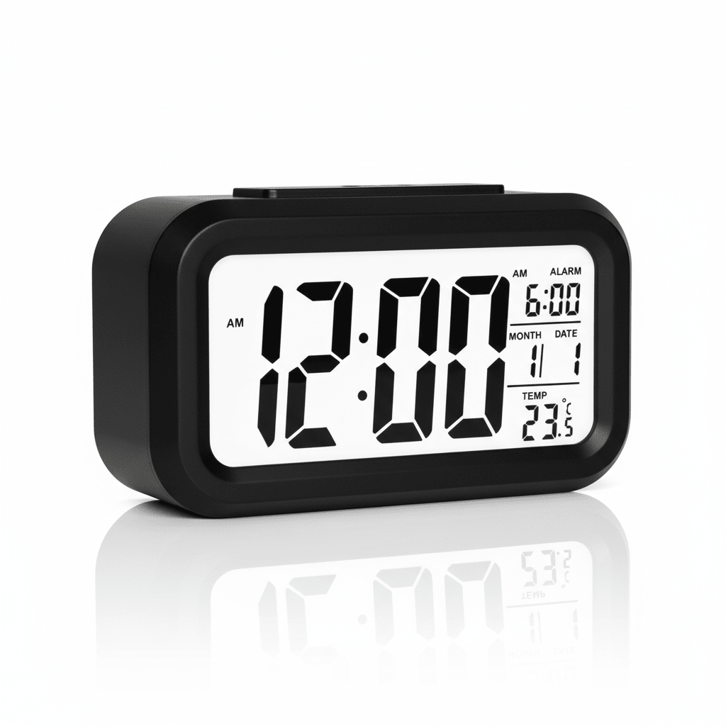 Smart Digital Alarm Clock - Large LCD Display with Temperature & Date - ELNEOR