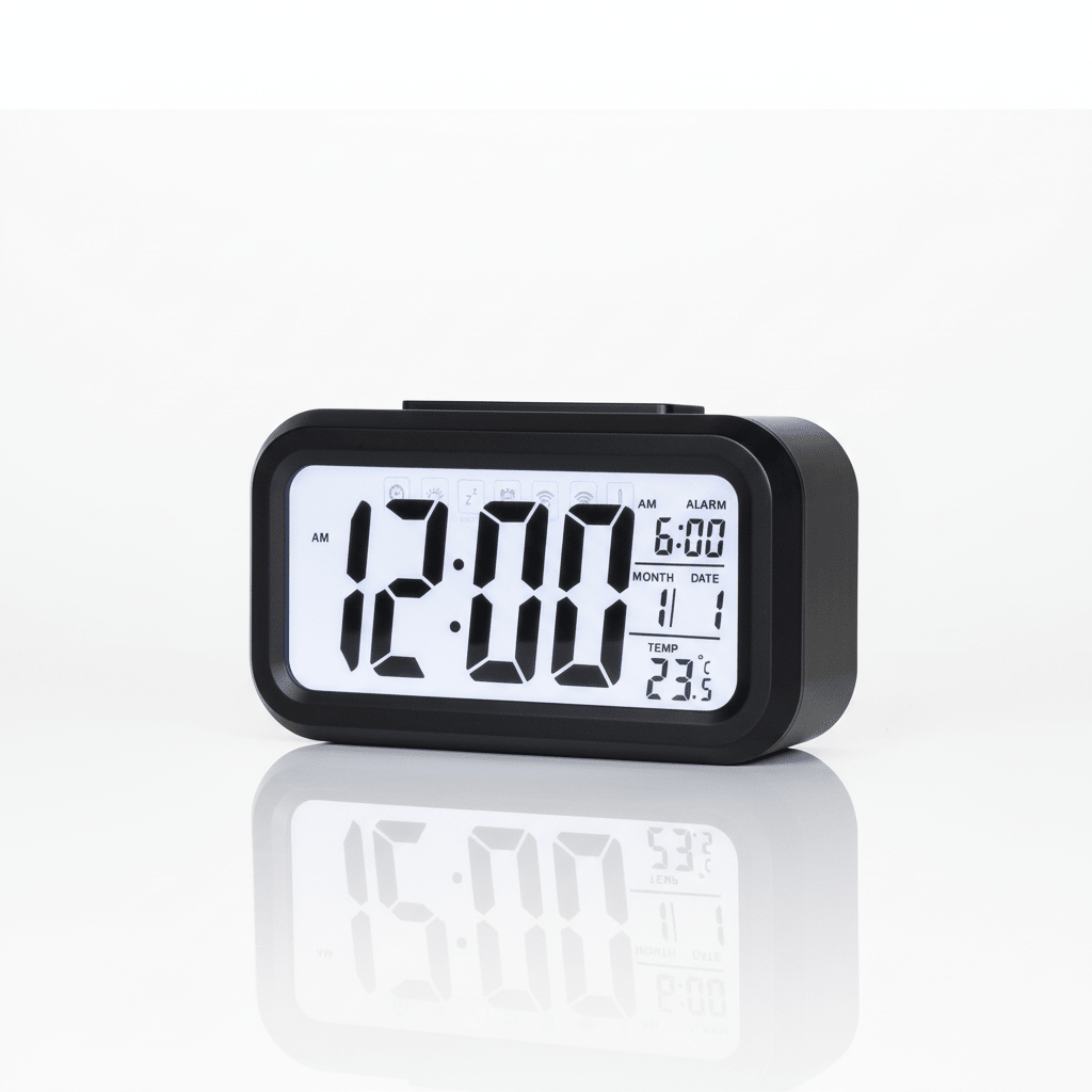 Smart Digital Alarm Clock - Large LCD Display with Temperature & Date - ELNEOR
