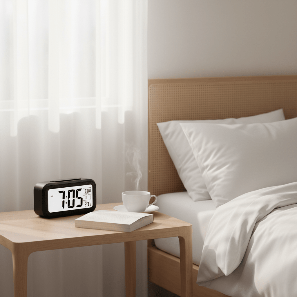 Smart Digital Alarm Clock - Large LCD Display with Temperature & Date - ELNEOR