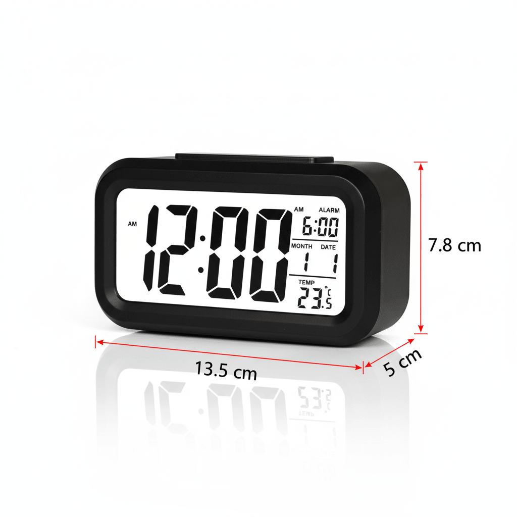 Smart Digital Alarm Clock - Large LCD Display with Temperature & Date - ELNEOR