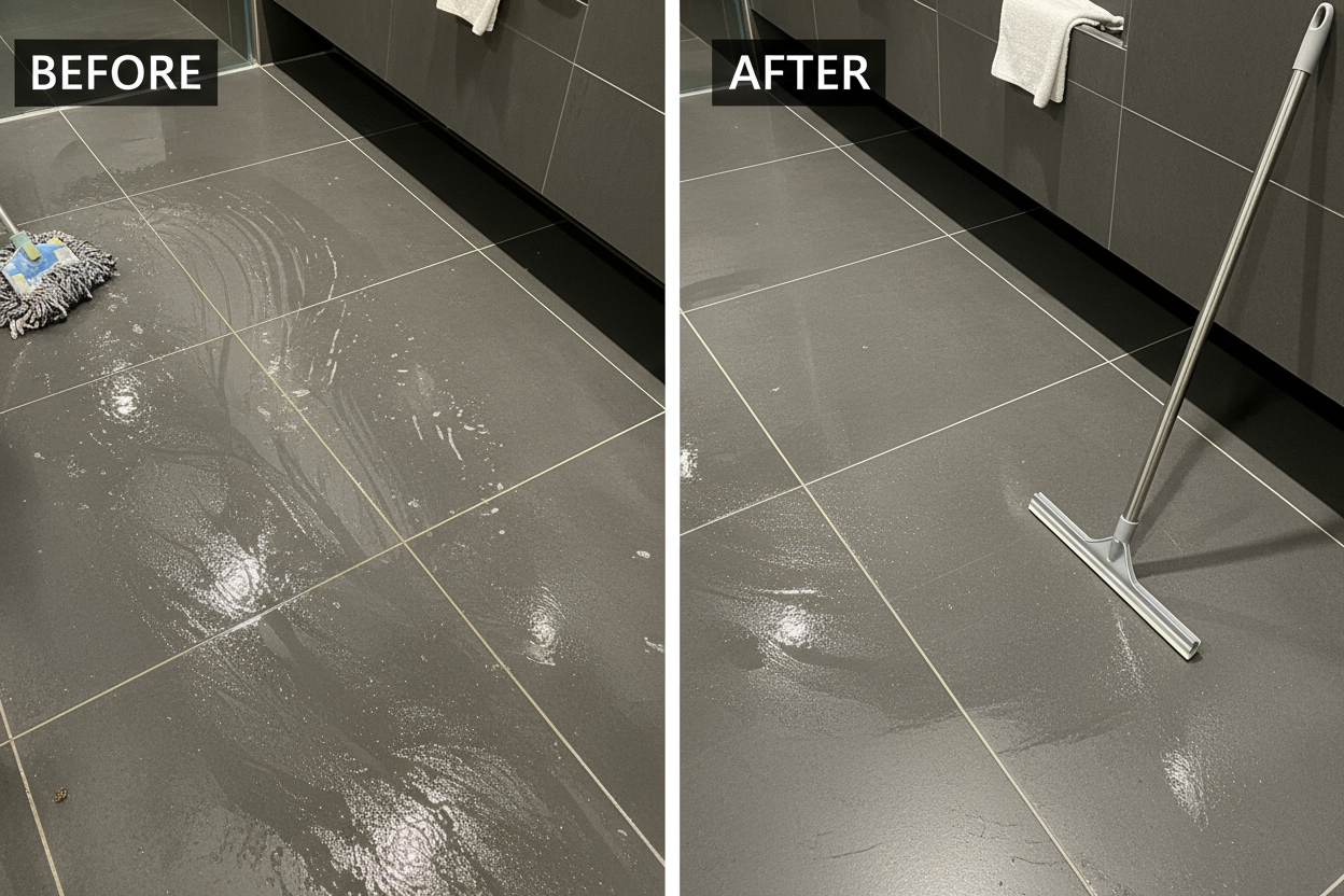 Wet floor versus clean dry floor comparison